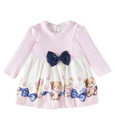 Monnalisa Baby Printed Ruffled Dress In Weiss