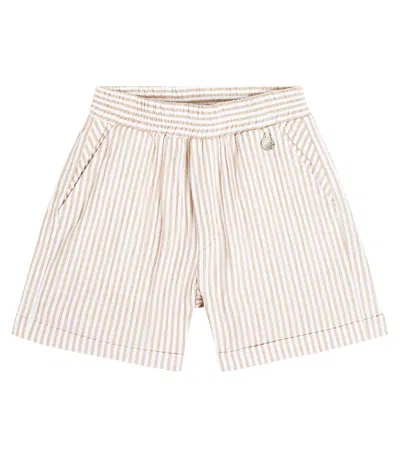 Monnalisa Baby Striped Cotton Seersucker Shorts In Multicoloured