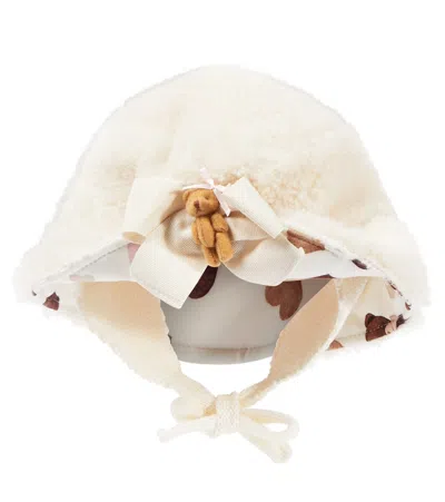 Monnalisa Baby Teddy Bucket Hat In White