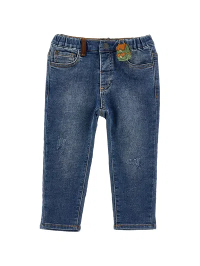 Monnalisa Babies' Backpack-patch Distressed Jeans In Blue