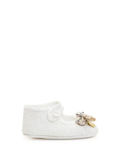 Monnalisa Ballerina Flats For All Seasons In Panna Oro