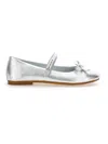 Monnalisa Metallic-leather Ballet Flats In Silver