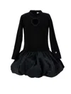 Monnalisa Balloon Dress With Heart Detail In Black