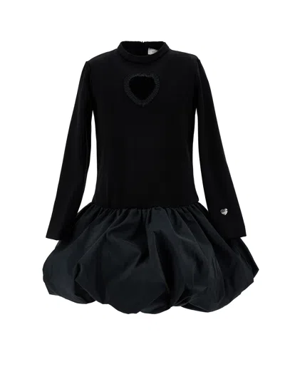 Monnalisa Kids'   Balloon Dress With Heart Detail In Black