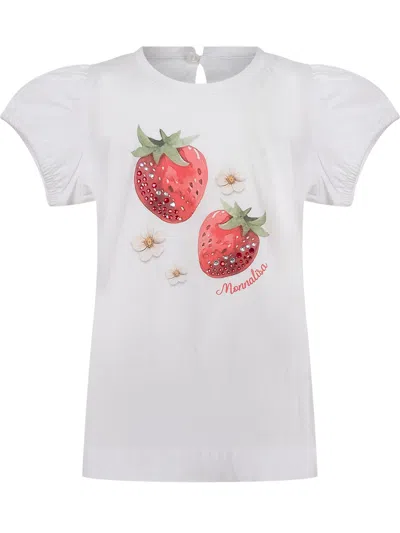 Monnalisa Balloon Print T-shirt In Bianco