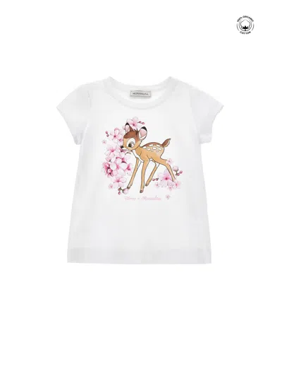 Monnalisa Kids' Bambi-baumwoll-t-shirt In White