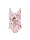 Monnalisa Einteiliger Bambi-badeanzug In Rosa Fairy Tale