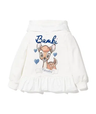 Monnalisa Bambi Ruffle Hoodie In White
