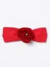 Monnalisa Velvet Rose-detailed Head Band In Ruby