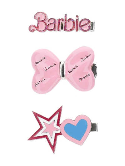Monnalisa Barbie Hair Clip Set In Bright Peach Pink