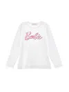 Monnalisa Barbie™ Jersey Cotton T-shirt With Logo In Cream