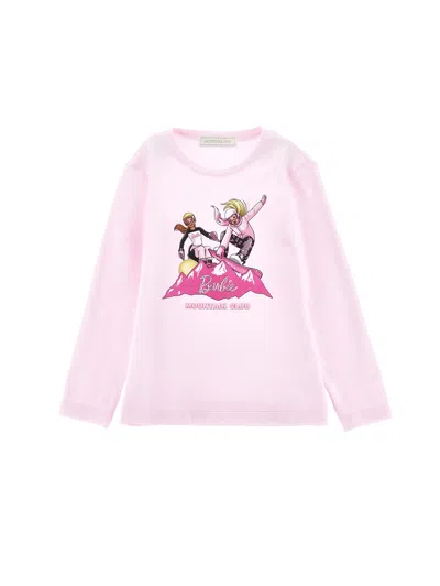 Monnalisa Kids'   Barbie™ Jersey Cotton T-shirt With Strass In Rosa Fairy Tale