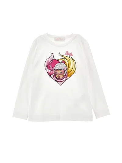 Monnalisa Kids'   Barbie™ Jersey T-shirt With Strass In Cream