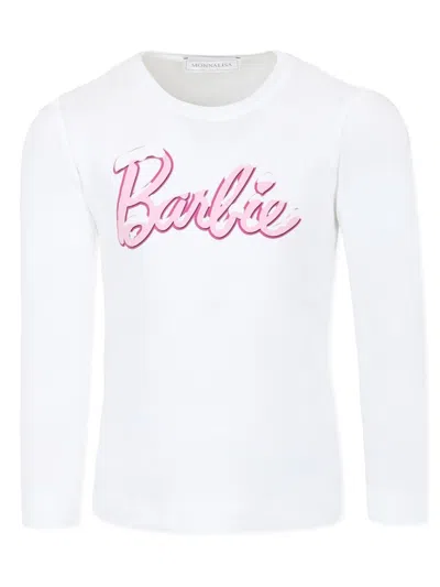 Monnalisa Kids' Barbie Long-sleeve T-shirt In White
