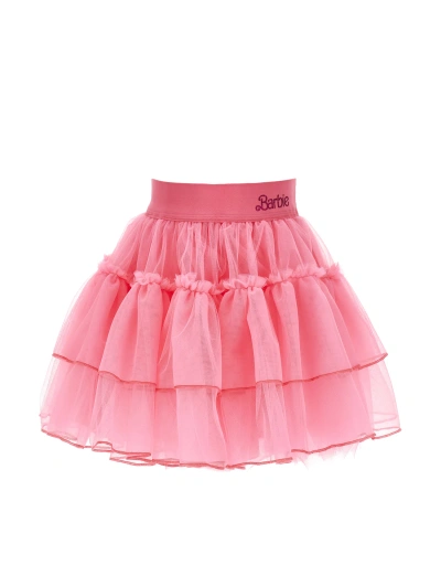 Monnalisa Kids'   Barbie Silk-touch Tulle Skirt In Bright Peach Pink