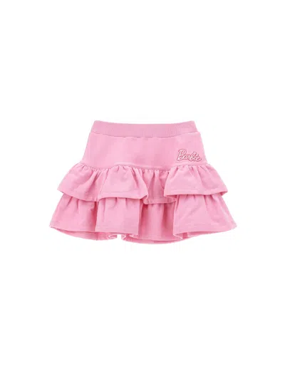 Monnalisa Kids'   Barbie™ Stretch Fleece Skirt In Bright Peach Pink