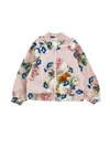 Monnalisa Baroque Rose Bomber-style Sweatshirt In Cyclamen + Multicolor