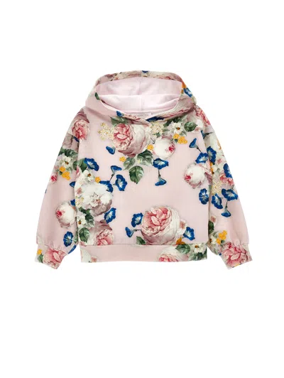 Monnalisa Kids'   Baroque Rose Hoodie In Cyclamen + Multicolor