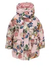 Monnalisa Baroque Rose Padded Jacket In Cyclamen + Multicolor