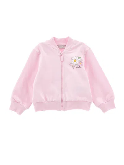 Monnalisa Kids' Baumwoll-sweatshirt Mit Reissverschluss In Pink