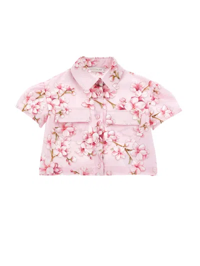 Monnalisa Kids' Baumwollhemd Mit Grossen Taschen In Pink
