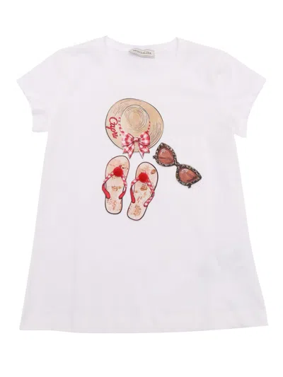 Monnalisa Kids' Beach Time Jersey T-shirt In White