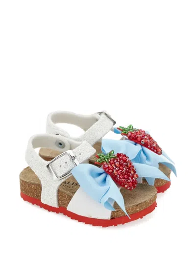 Monnalisa Kids' Beaded Bow Sandal In Multi