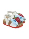 Monnalisa Beaded-bow Sandals In Multi