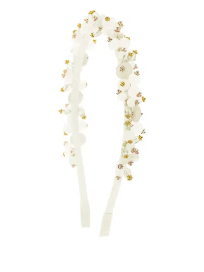 Monnalisa Kids' Beaded Hair Accessory In White