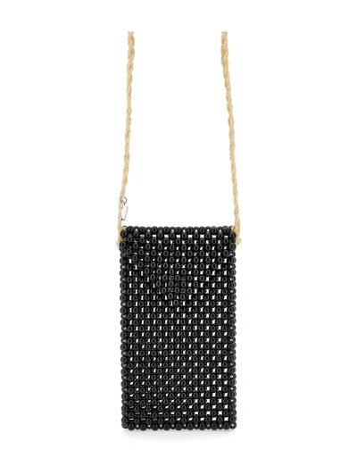 Monnalisa Beaded Shoulder Bag In Black