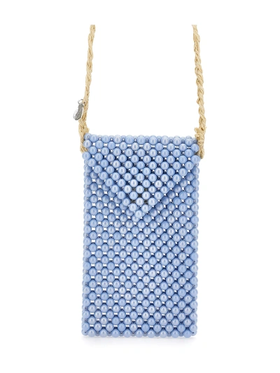 Monnalisa Kids'   Beaded Shoulder Bag In Light Blue