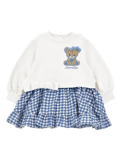 Monnalisa Babies' Bear-embroidered Dress In Multi