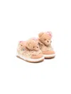 Monnalisa Bear-motif Panelled Sneakers In Brown
