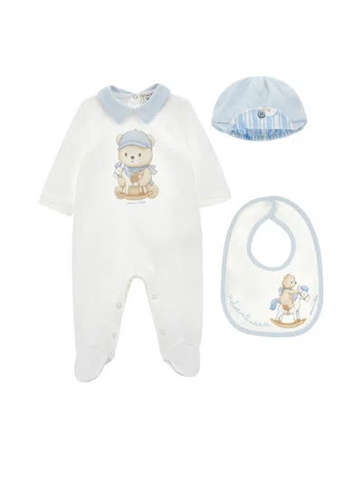 Monnalisa Babies'   Bear Onesie With Hat In White