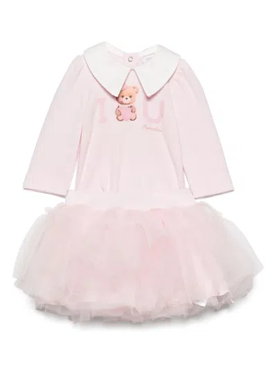Monnalisa Babies' Bear-print Tutu Skirt Set In Pink