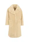 Monnalisa Beige Faux Fur Coat For Girl In Brown