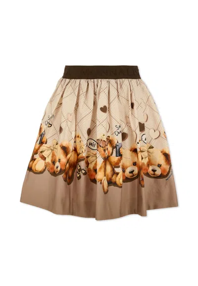 MONNALISA BEIGE SKIRT FOR GIRL WITH TEDDY BEARS