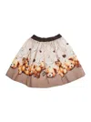 Monnalisa Beige Skirt With Elastic Waist With Logo Lettering And All-over Print In Cotton Stretch Girl In Multi