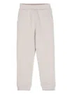 Monnalisa Bow-detail Track Pants In Ecrù/argento