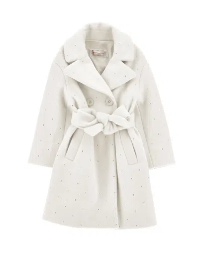 Monnalisa Kids'  Belted Coat In Neutral