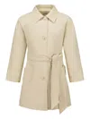 Monnalisa Belted Coat In Neutrals