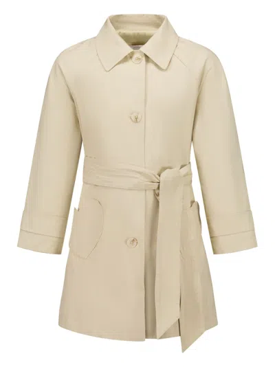Monnalisa Kids' Belted Coat In Neutrals