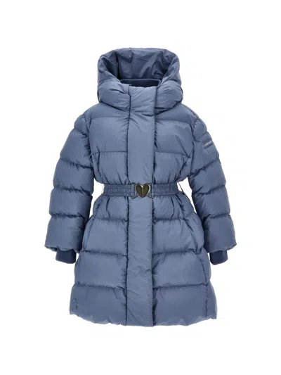 Monnalisa Kids' Belted Hooded Jacket In Blue