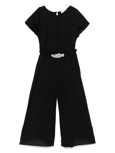 Monnalisa Kids' Belted Jumpsuit In Black