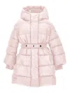 Monnalisa Belted Padded Coat In Pink