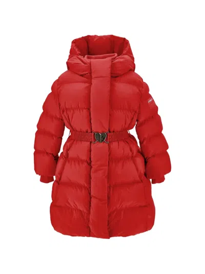 Monnalisa Kids' Belted Padded Jacket In Red