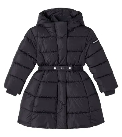 Monnalisa Kids' Belted Paneled Coat In Black