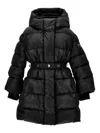 Monnalisa Belted Puffer Coat In Black
