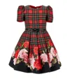 Monnalisa Scottish Dress And Roses In Red