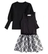 Monnalisa Belted Sweater Dress In Black